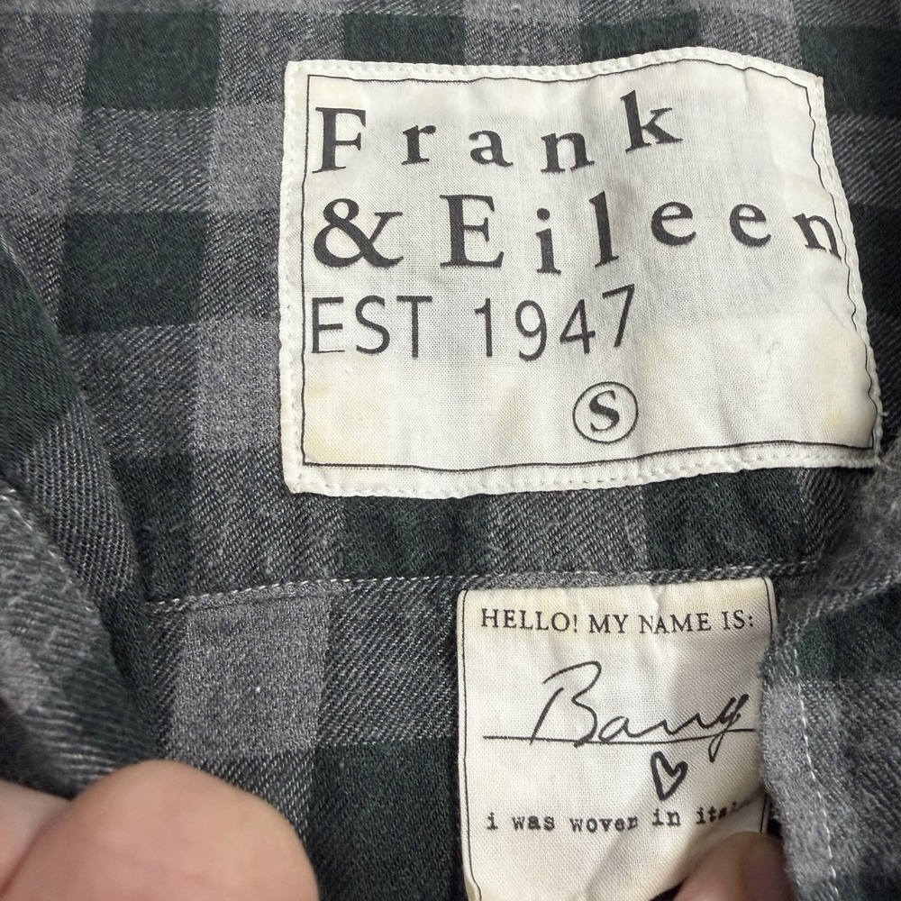 Frank & Eileen Barry Flannel Shirt Women Small Button Up Gray Plaid Cotton Italy - Picture 4 of 9